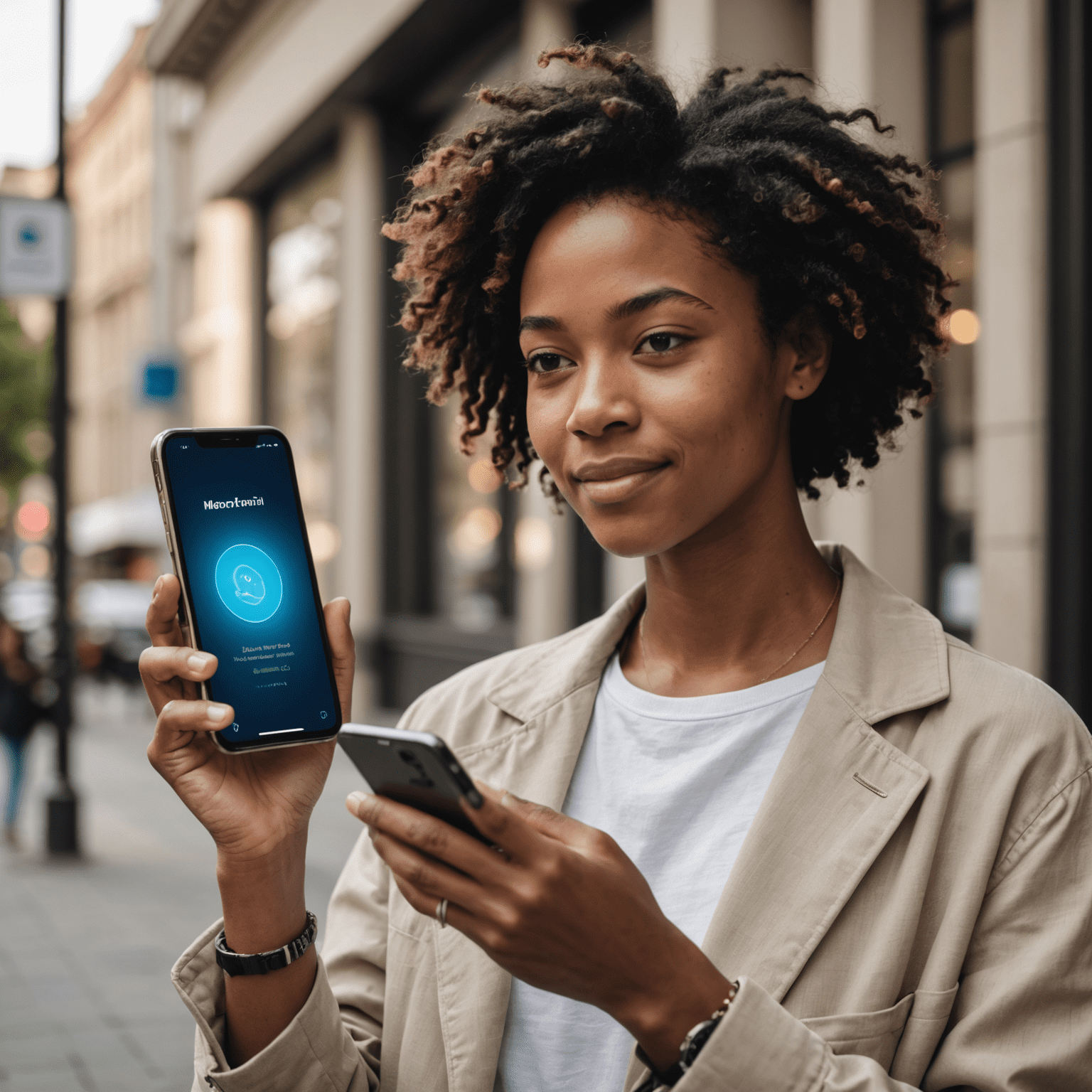 A person holding a smartphone, showcasing various mobile plans with unlimited calls, texts, and high-speed data